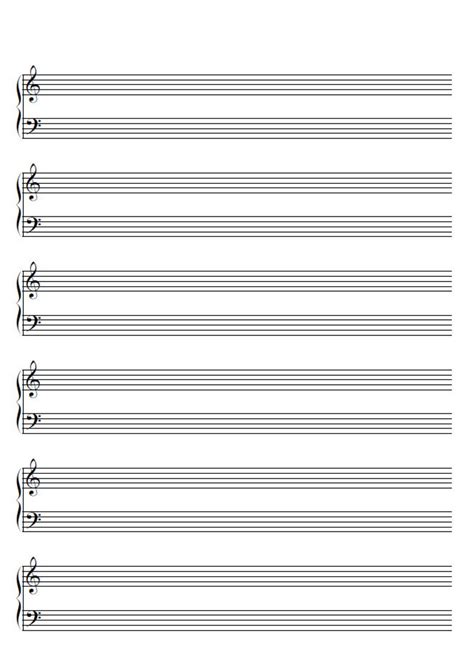 Nothing to download and install: A4 Piano Music Blank Sheet 2 Clefs 5 and 6 staves blank | Etsy