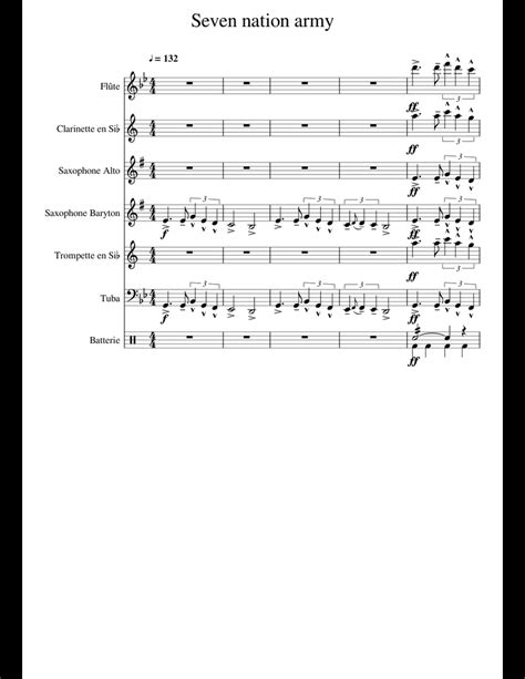 7 Nation Army Flute Sheet Music Army Military