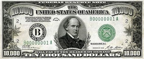 10000 Dollars Federal Reserve Note Small Portrait États Unis