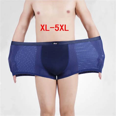 Big Size Men Underpant Pure Color Breathable Mesh Boxers Shorts Ice Silk Men Underwear Xl 2xl
