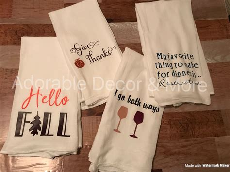 Free shipping on orders over $75. Customized Flour Sack Towels, tea towels, wine, fall ...