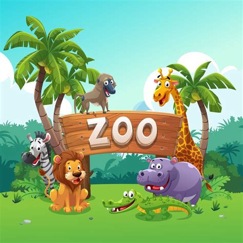 Zoo And Animals Cartoon Style Vector Art And Illustration Zoo