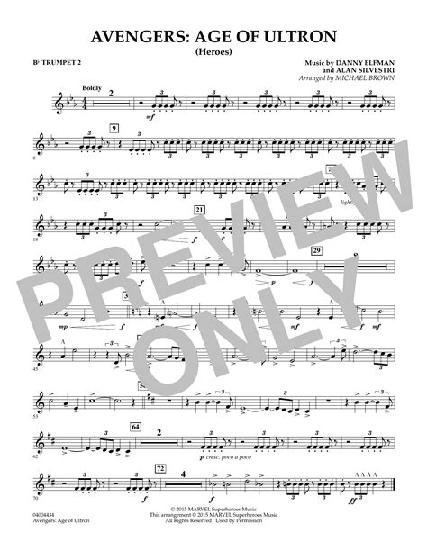 Avengers The Age Of Ultron Main Theme Bb Trumpet 2 Sheet Music
