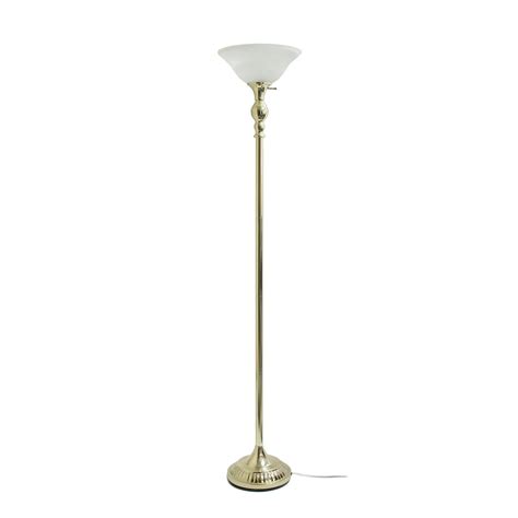 elegant designs 1 light torchiere floor lamp with marbleized white glass shade