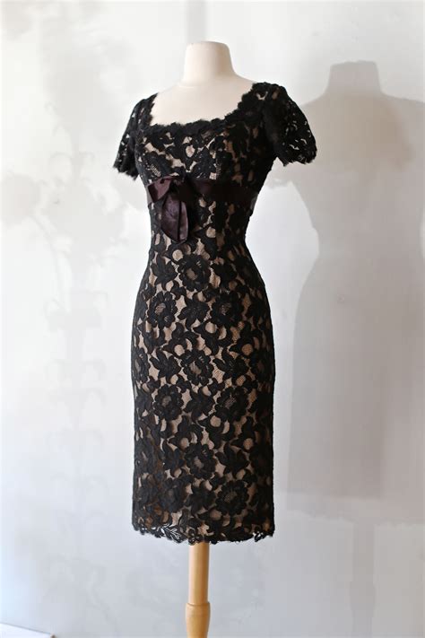 1950s Black Lace Wiggle Dress At Xtabay Vintage Vintage Style Dresses