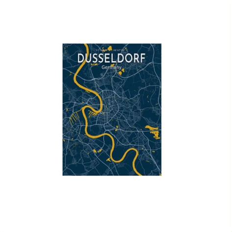 Dusseldorf Blue Map Poster Dusseldorf City Blue Map Poster Etsy