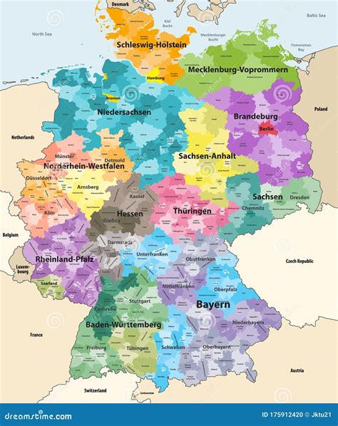 Mapa De Vectores Detallado De Alemania Con Los Países Y Territorios