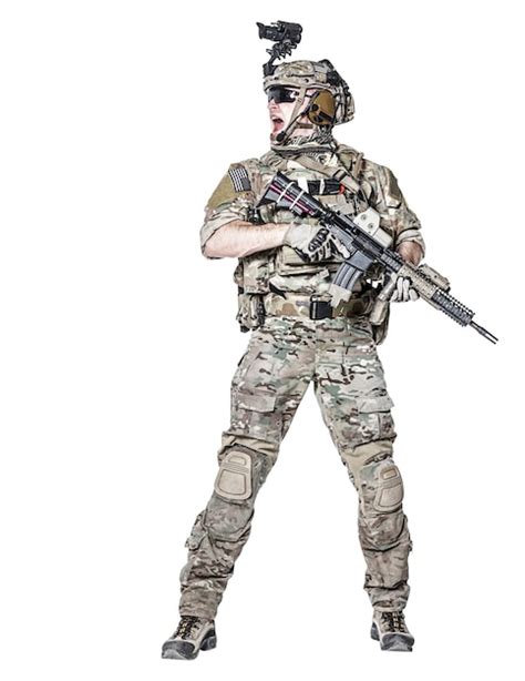 Premium Photo Us Army Ranger With Weapon