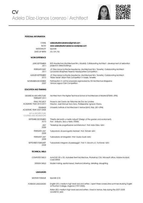 resume english examples