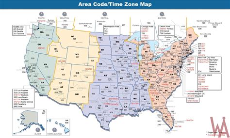 The Large Detailed Usa Area Code Map Us Time Zone Map Whatsanswer