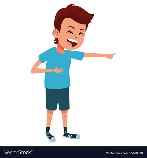 Boy Laughing And Pointing Out Royalty Free Vector Image
