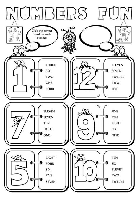 Numbers Fun 1 12 Interactive Worksheet Ingles Para Preescolar