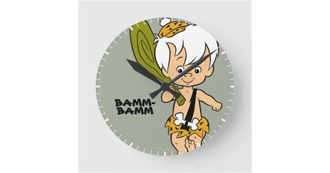 The Flintstones Bamm Bamm Rubble Round Clock Zazzle