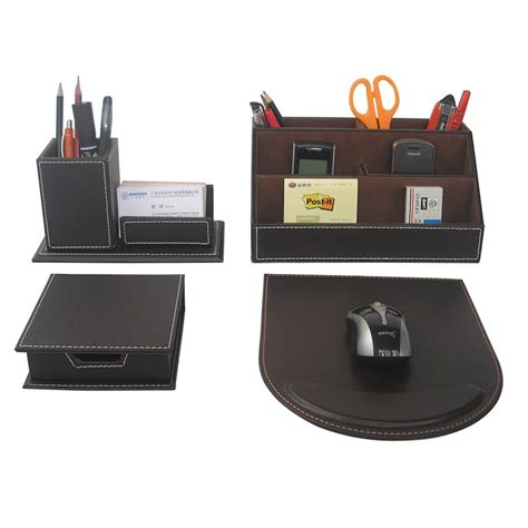 Ever Perfect 4pcsset Leather Office Desk Stationery Accessories