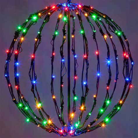 Multicolor Led Christmas Light Ball Fold Flat Black Frame