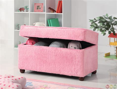 Miniature metal single bed bedroom furniture toy for 1/6 dollhouse. Pink Fuzzy Upholstery Girls Bedroom Toy Storage Bench