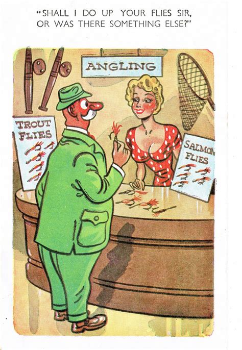 SAUCY SEASIDE POSTCARD SHALL I DO UP YOUR FLIES PUBLISHER JESTER