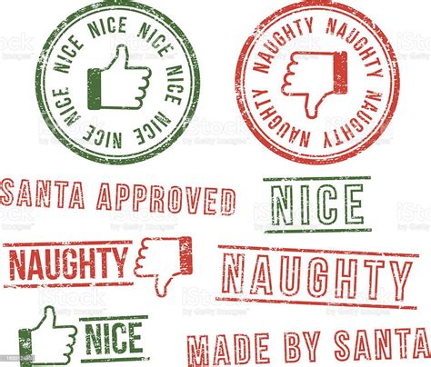 Naughty Or Nice Rubber Stamps Stock Illustration Download Image Now