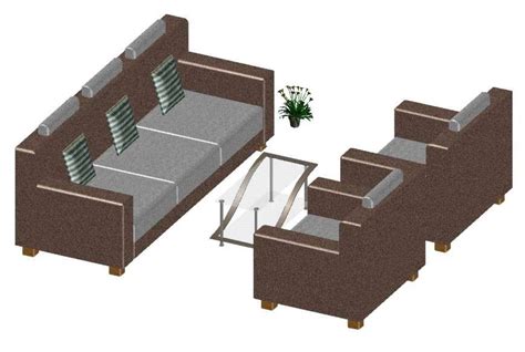 3d Model Of Sofa Set Design Cad File Cadbull