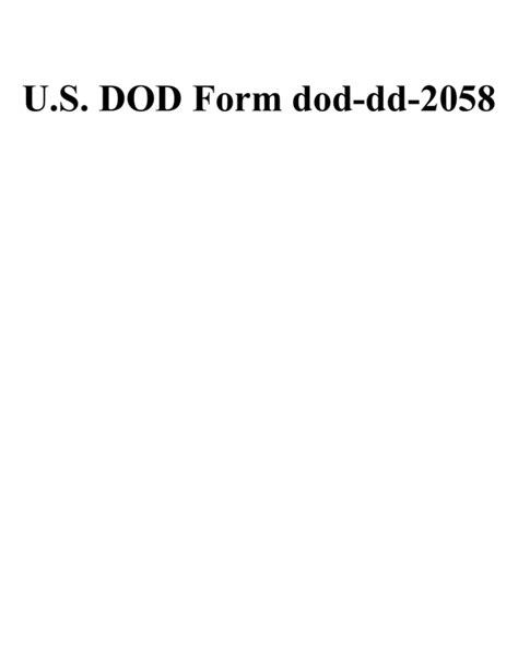 Us Dod Form Dod Dd 2058