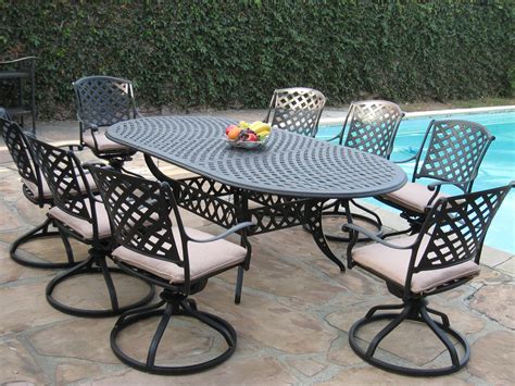 Cast Aluminum Outdoor Patio Furniture Piece Expandable Dining Set DS KLSS T Outdoor