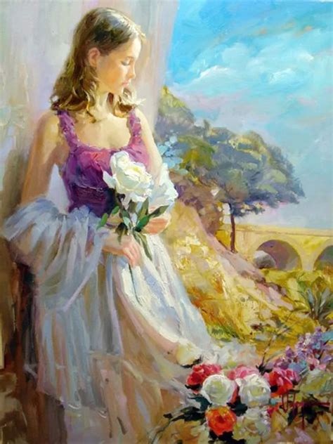 Top Quality Beautiful Europe Young Girl Oil Painting On Canvas Handmade