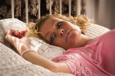 Sexual Blonde Lying On A Bed Stock Image Image 25669345