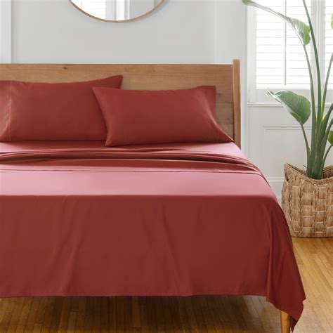 Shop Better Homes And Gardens 400 Thread Count Hygro Cotton Bed Sheet Set Queen Rusty Brick