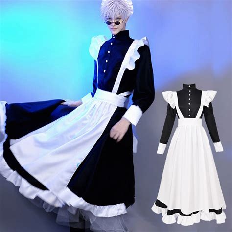 5xl Crossdressing Sissy Maid Costume Black White Stand Collar Long