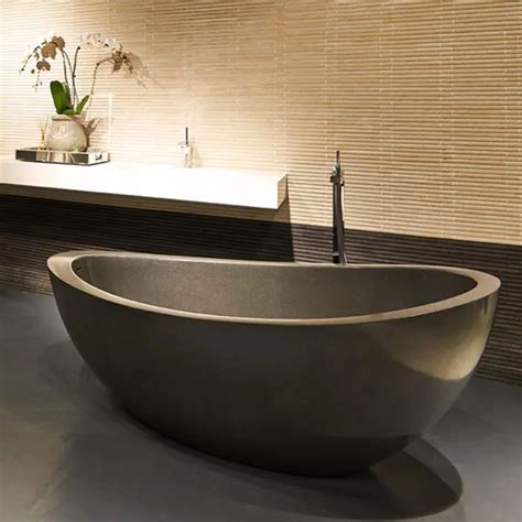 Bathroom Bathtubs Stone Freestanding Marble Carved Natural Home Black