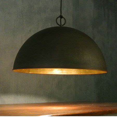 Large Dome Pendant Light with Gold Interior ... The pendant is suspended from a delicate cable chain.