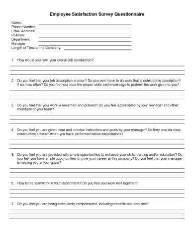 32 Sample Questionnaire Templates in Microsoft Word
