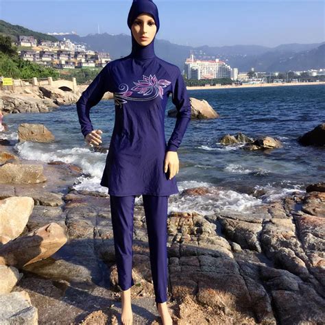 2017 New Plus Size Muslim Swimwear Women Modest Full Cover Swimsuit Islamic Hijab Islam Swimming