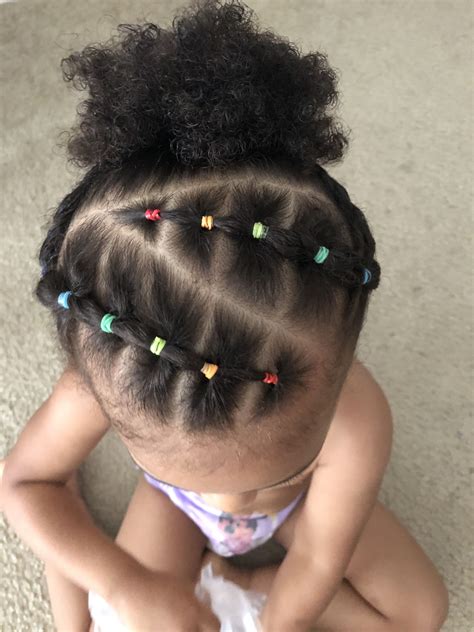 Add more diversity to your daily styling routine with rubber bands. Toddler hair styles #rainbow #hair #rubberbands # ...