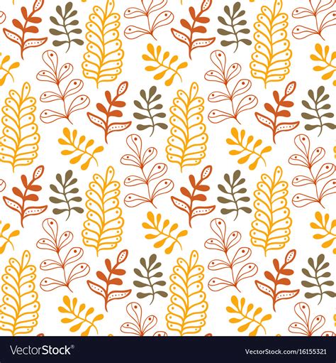 Hand Drawn Leaves Background In Autumn Colors Vector Image