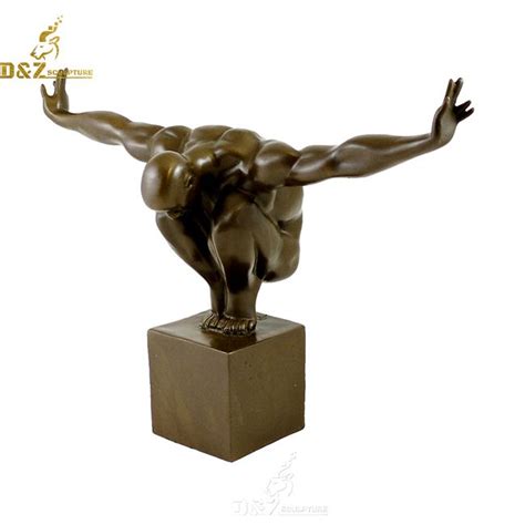 Olympic Man With Arms Stretched Out Bronze Statue