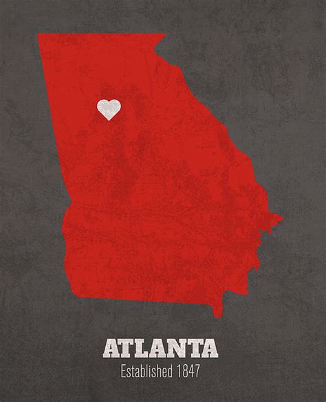 Atlanta Georgia City Map Founded 1847 University Of Georgia Color