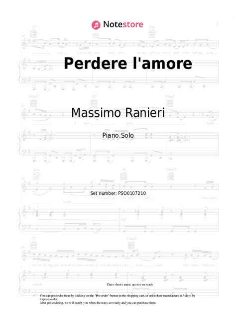 Massimo Ranieri Perdere Lamore Sheet Music For Piano Download