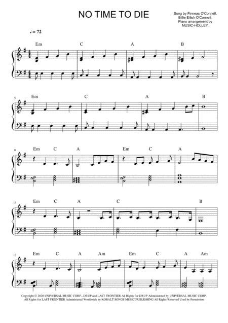 Billie Eilish No Time To Die Easy Piano Sheet Music Sheet Download