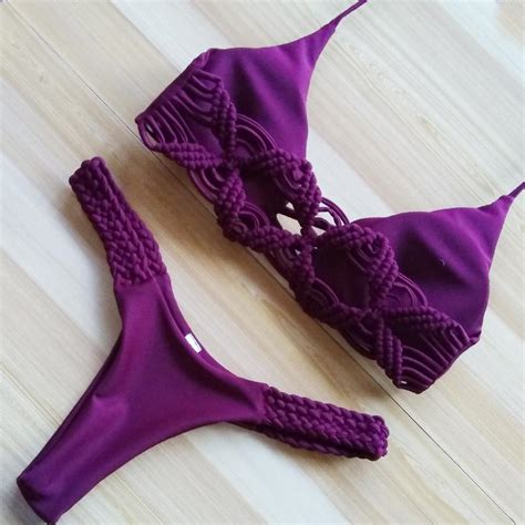 2020 Women Sex Crochet Micro Bikini Set Swimsuit Bathing Suit Halter