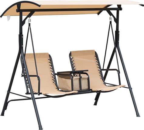 Buy Outsunny 2 Person Porch Swing With Canopy Covered Patio Swing With