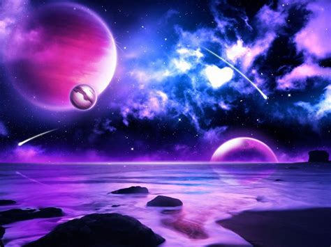 Purple Planet Meteors In Space Wallpaper 1600x1200