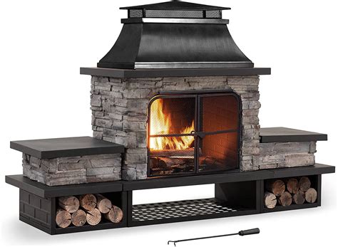 Buy Sunjoy Outdoor Fireplace Patio Wood Burning Fireplace With Steel