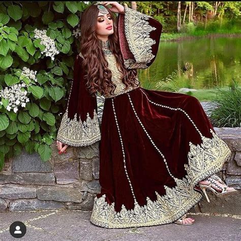 Afghan Traditional Velvet Dress With Full Hand Made Embroidery Etsy Afghan Dresses Afghan