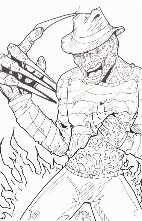Freddy Krueger Coloring Page Adult Coloring Horror Pinterest Dibujo