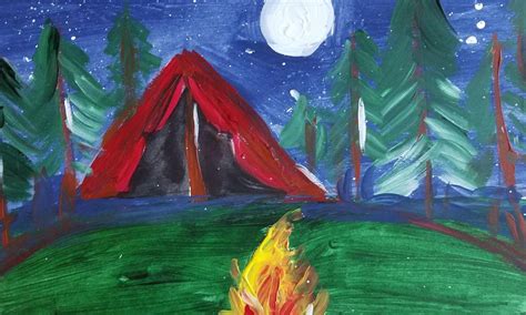 Paint With Me Lets Go Camping Summer Art Acrylic Painting Campfire