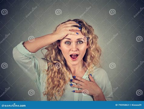 Surprised Young Woman Shouting Stock Image Image Of Indoors Closeup