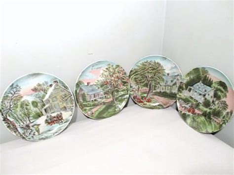 Currier And Ives Four Season Decorative Plates Wall Hanging Etsy