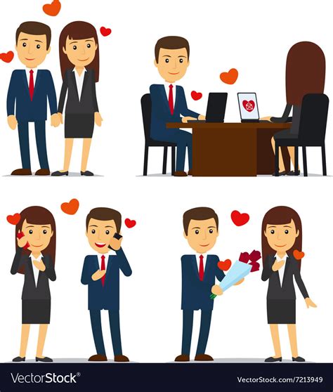 Office Romance Or Love Affair At Work Royalty Free Vector