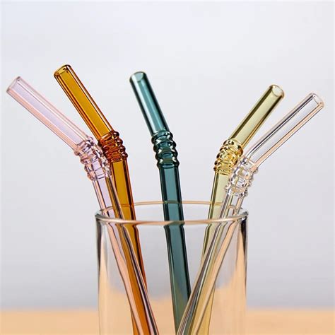 Colorful Glass Straw Eco Friendly Reusable Drinking Straw Etsy